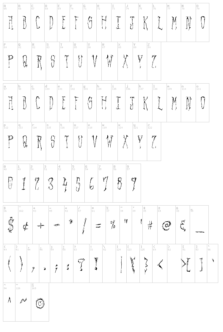 Regal Demise font map